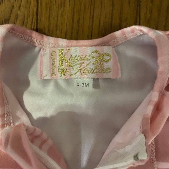 Kryssi Kouture Ruffle Zippie Convertible Jumpsuit/Sleeper (0-3 Months) - Picture 2 of 2